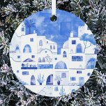 Santorini Griechenland Wassercolor Ornament Aus Metall<br><div class="desc">Ein Gemälde aus der Wasserfarbenwelt der schönen griechischen Insel Santorin. Originelle Kunst von Nic Squirrell.</div>