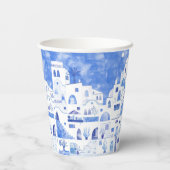 Santorini Griechenland Wassercolor Pappbecher (Rückseite)