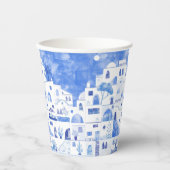 Santorini Griechenland Wassercolor Pappbecher (Vorderseite)