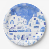 Santorini Griechenland Wassercolor Pappteller (Vorderseite)