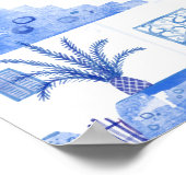 Santorini Griechenland Wassercolor Poster (Ecke)