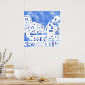 Santorini Griechenland Wassercolor Poster (Küche)