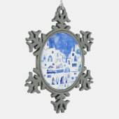 Santorini Griechenland Wassercolor Schneeflocken Zinn-Ornament (Links)