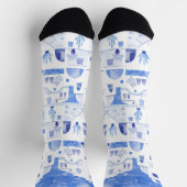Santorini Griechenland Wassercolor Socken (Oben)