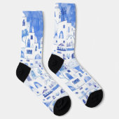 Santorini Griechenland Wassercolor Socken (Rechts)