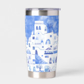 Santorini Griechenland Wassercolor Thermobecher (Links)