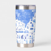 Santorini Griechenland Wassercolor Thermobecher (Rückseite)