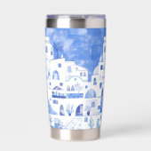 Santorini Griechenland Wassercolor Thermobecher (Vorderseite)
