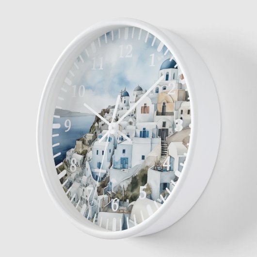 Santorini Griechenland Wassercolor Uhr (Winkel)