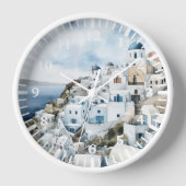 Santorini Griechenland Wassercolor Uhr (Vorderseite)