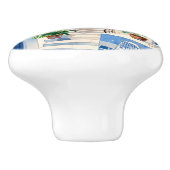 Santorini, Griechenland Wasserfarbe - Griechische Keramikknauf (Seitenansicht)