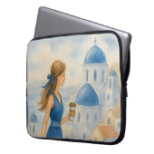 Santorini Griechenland Wasserfarbe Laptopschutzhülle (Vorderseite Links)