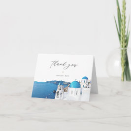 SANTORINI GRIECHENLAND Wasserfarbe Skyline Zielort Dankeskarte