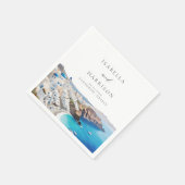 SANTORINI GRIECHENLAND Wasserfarbe Skyline Zielort Serviette (Ecke)