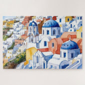 Santorini Griechenland Wasserfarbenrätsel beibehal Puzzle (Horizontal)