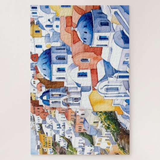Santorini Griechenland Wasserfarbenrätsel beibehal Puzzle (Vertikal)