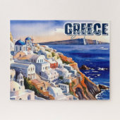 Santorini Griechenland Wasserfarbenrätsel beibehal Puzzle (Horizontal)