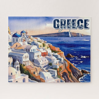 Santorini Griechenland Wasserfarbenrätsel beibehal Puzzle