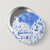 Santorini Griechenland Wasserfarbenwelt Button (Vorne & Hinten)