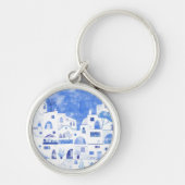 Santorini Griechenland Wasserfarbenwelt Schlüsselanhänger (Vorne)