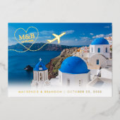 Santorini Griechenland Wedding Save the Date Postc Folieneinladung (Vorderseite)