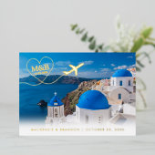 Santorini Griechenland Wedding Save the Date Postc Folieneinladung (Stehend vorne)
