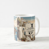 Santorini griechisch Insel monogramm Reise blau Kaffeetasse (VorderseiteRechts)