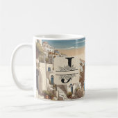 Santorini griechisch Insel monogramm Reise blau Kaffeetasse (Links)