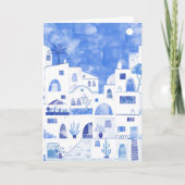 Santorini Griechische Aquarellkarte Karte (Vorderseite)
