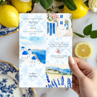 Santorini griechische Hochzeit Einladung
