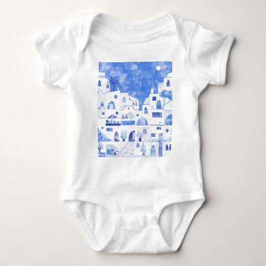 Santorini Griechische Insel Wasserfarbe Baby Strampler (Vorderseite)