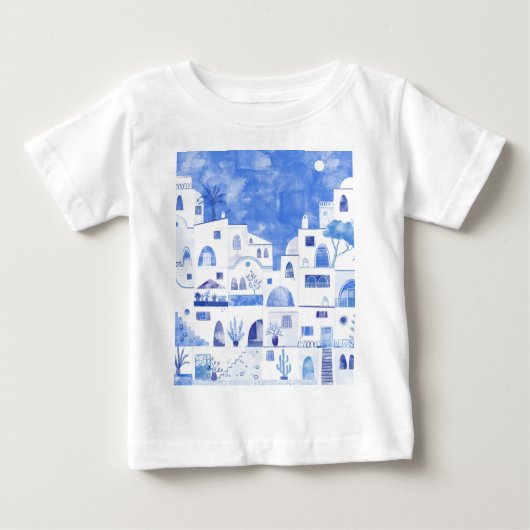 Santorini Griechische Insel Wasserfarbe Baby T-shirt (Vorderseite)