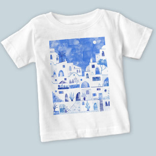 Santorini Griechische Insel Wasserfarbe Baby T-shirt