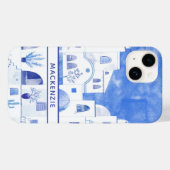 Santorini Griechische Insel Wasserfarbe Personalis Case-Mate iPhone Hülle (Rückseite (Horizontal))