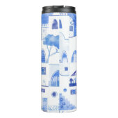 Santorini Griechische Insel Wasserfarbenmonogramm Thermosbecher (Rückseite)