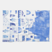 Santorini Griechische Insel Wasserfarbenwelt Geschirrtuch (Horizontal)