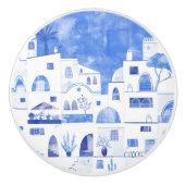 Santorini Griechische Insel Wasserfarbenwelt Keramikknauf (Vorderseite)