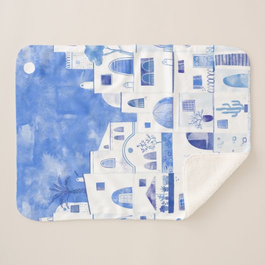 Santorini Griechische Insel Wasserfarbenwelt Sherpadecke (Vorderseite (Horizontal))