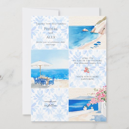 Santorini Griechischer Strand Einladung (Vorderseite)