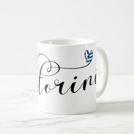 Santorini Herz in Flag, Griechenland, Thira Kaffeetasse (VorderseiteRechts)