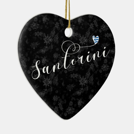 Santorini Herz in Flag, Griechenland, Thira Keramik Ornament (Rechts)