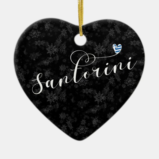 Santorini Herz in Flag, Griechenland, Thira Keramik Ornament (Vorne)