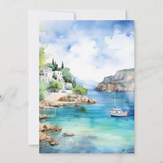 Santorini Hochzeit Einladung (Rückseite)