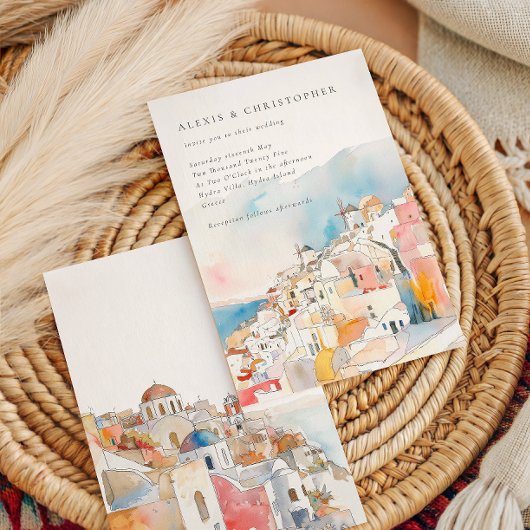 Santorini Hochzeit im Mittelmeer Einladung