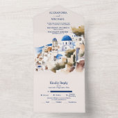 Santorini-Hochzeit in Urlaubsort All In One Einladung (Innen Boden)