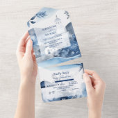 Santorini-Hochzeit in Urlaubsort All In One Einladung (Abreißen)