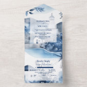 Santorini-Hochzeit in Urlaubsort All In One Einladung (Innen Boden)