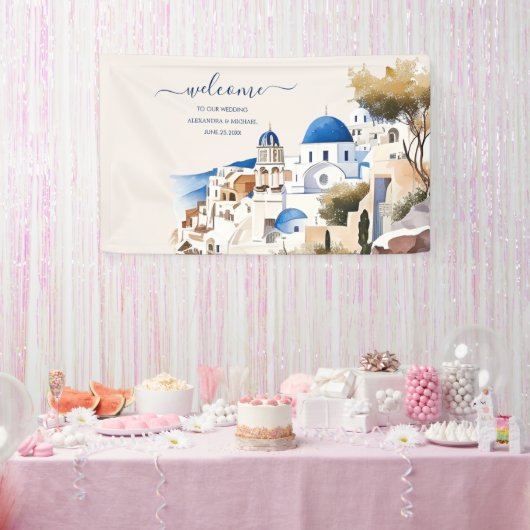 Santorini-Hochzeit in Urlaubsort Banner (Party)