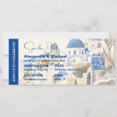 Santorini-Hochzeit in Urlaubsort Einladung (Vorderseite)