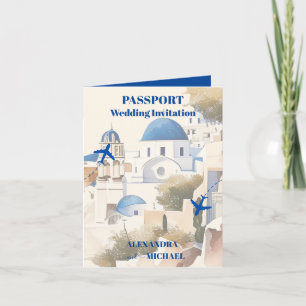 Santorini-Hochzeit in Urlaubsort Einladung